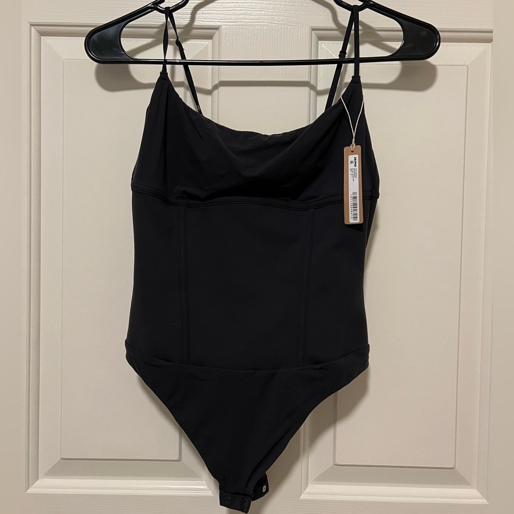 Skims Black Corset Bodysuit, Size Medium